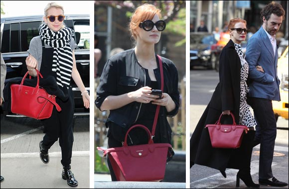 January Jones was spotted wearing the brand new Le Pliage