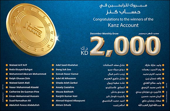 Burgan Bank Announces the Names of the Monthly Draw Winners of Kanz Account