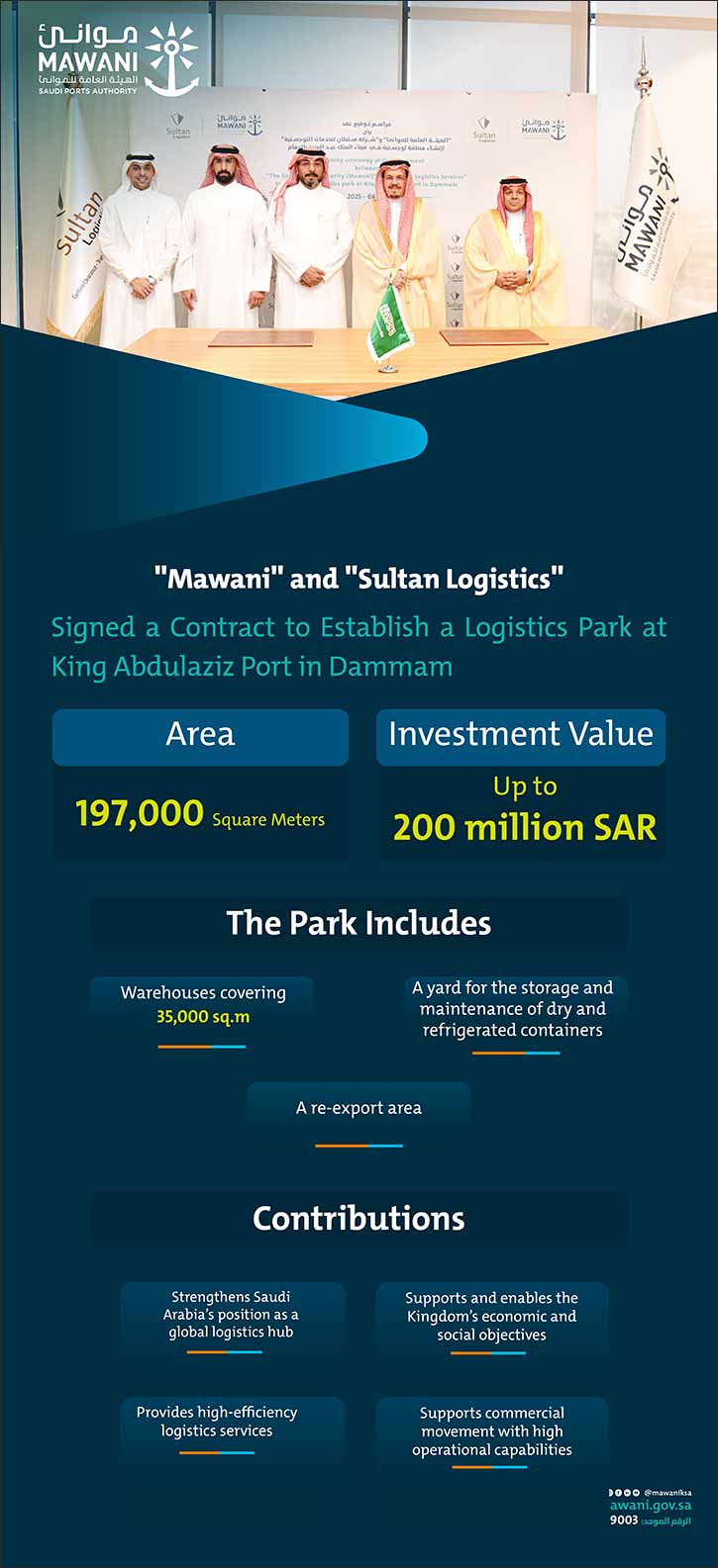 Mawani and Sultan Logistics Signed a Contract to Establish a Logistics Park